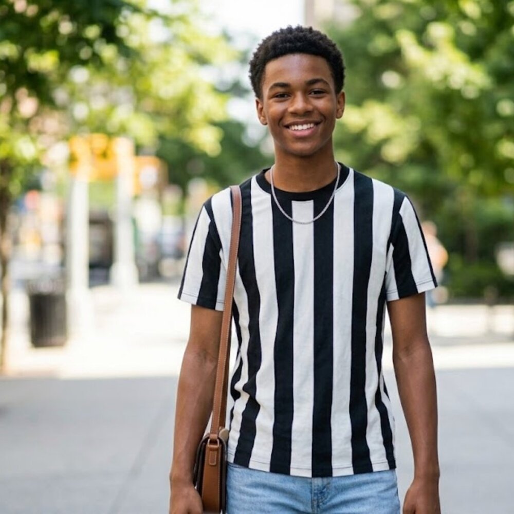 Urban Outfitters Black & White Vertical Striped Tee Size M